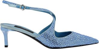 Philipp Plein Slingback Schoenen Strass - Dames - Pumps - Blauw - 39 EU - Leer - Schoenen
