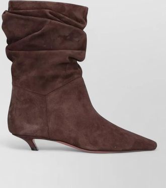 Amina Muaddi suede leather ankle boots