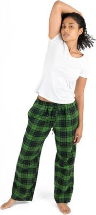 Leveret Womens Cotton Flannel Holiday Pajama Pants in Plaid Black & Green at Nordstrom, Size 5X-Large