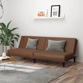 vidaXL Sof&aacute; Cama De 2 Plazas Cuero Sint&eacute;tico Marr&oacute;n Vidaxl
