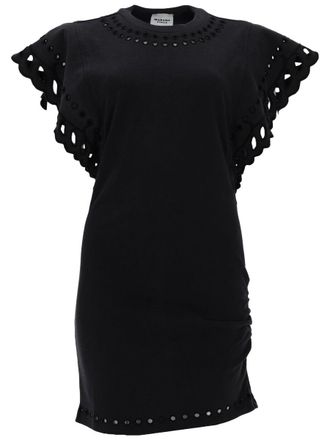 Isabel Marant Orlane Scalloped Eyelet Ruched Mini Dress