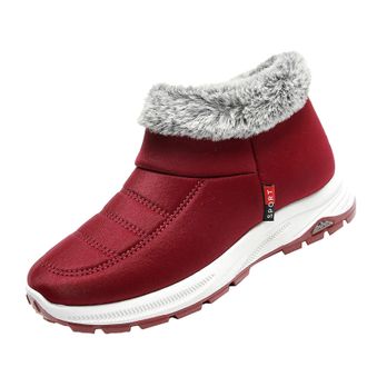 Generic Winter Snow Boots for Women Non Slip Waterproof Slip On Booties Warm Fur Lined Orthopedic Shoes Casual Comfy Ankle Shoes with Arch Support Lightweight