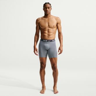 Nike Mens Ultra Comfort Dri-FIT Long Boxer Briefs (3-Pack) in Grey | KE1263-032