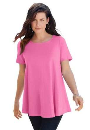Roaman's Plus Size Ultimate Cotton Crewneck Short Sleeve Swing Tee in Vintage Rose at Nordstrom, Size Medium