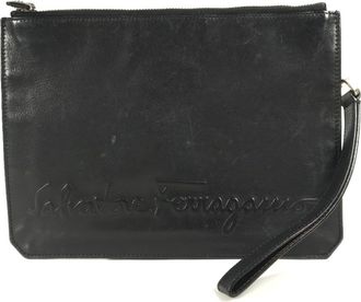 Ferragamo Leather Clutch Bag Pouch (Pre-Owned)