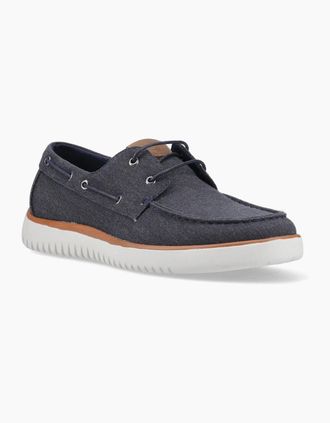 Hush Puppies Mens Hush Puppies Daniel Canvas Boat Shoe Canvas Mens Navy Boat Shoes - Size: UK 12 / eu 46 / us 14