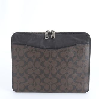 Coach Brown Coated Canvas Leather Pouch (Pre-Owned)