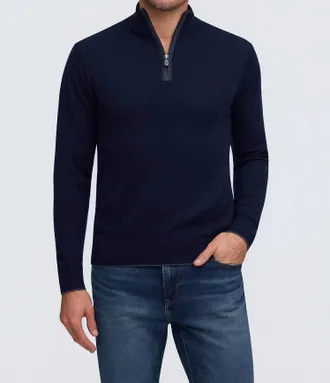 Raffi Palmer Mock Zip Sweater In Navy