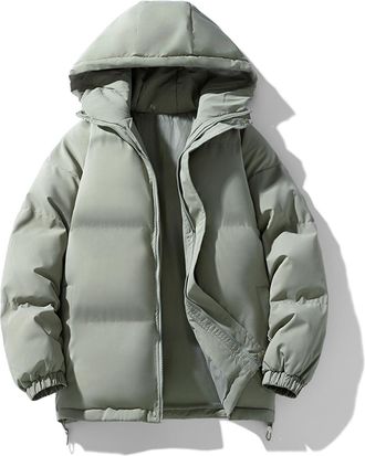 Generic Womens Winter Puffer Jacket Warm Hooded Coat Quilted Padded Outerwear with Zip Pockets Lightweight Insulated Parka Short Thick Cotton Down Coat