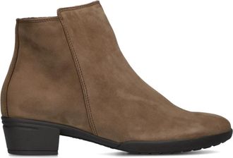 Hartjes Nubuck Enkellaarsjes met Rits - Dames - Laarzen met Hak - Bruin - 41 EU - Schoenen