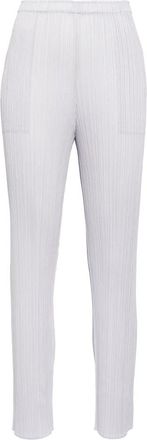 Issey Miyake Slim-fit Broeken - Dames - Slim Fit Broeken - Grijs - 2XL - Leer - Broeken