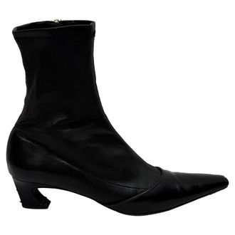 Acne Studios Acne Studios Bano Sok Ankel Boots in Zwart Leer