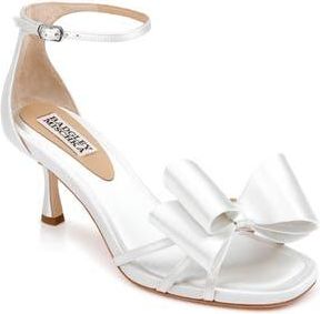 Badgley Mischka Alysha Ankle Strap Sandal in White Satin at Nordstrom Rack, Size 9.5
