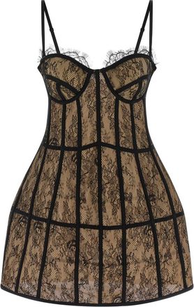 Giuseppe Di Morabito Black Floral Lace Mini Dress
