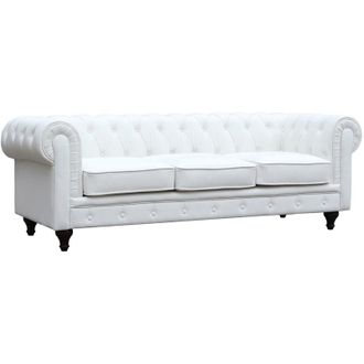 Habitat et Jardin Sofá Chesterfield Aliza 3 plazas - Blanco