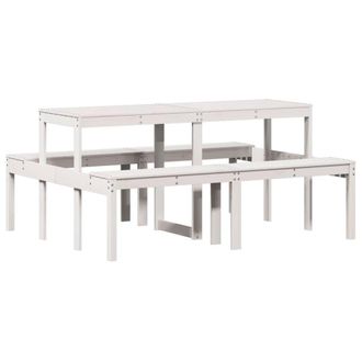 Berkfield Home Picnic Table White 160x134x75 cm Solid Wood Pine | Size: 160 x 134 x 75 cm