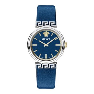 Versace Horloges - Dames - Horloges - Blauw - ONE Size - Leer - Accessoires