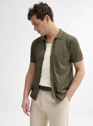 Lindbergh Mens Ultra-soft polo-collar Cardigan Sweater