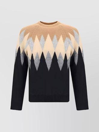 Laneus argyle geometric crew neck sweater