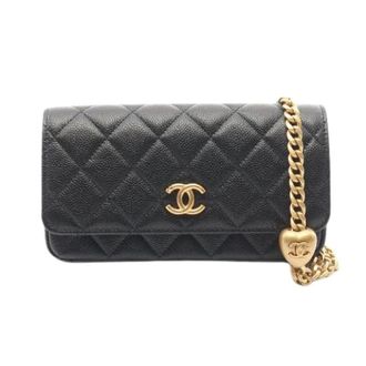 Chanel Pre-owned Matelasse Caviar Leather Phone Shoulder Bag - Dames - Pre-owned - Zwart - Maat: ONE Size Leer