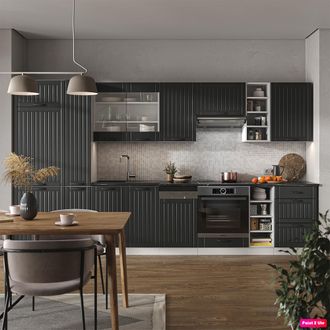 Vicco Mueble De Cocina Fame-line, Antracita Casa De Campo/blanco, 355 Cm, Et M&aacute;rmol, Vicco