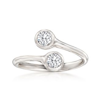 Ross-Simons Bezel-Set Diamond Bypass Ring in Platinum