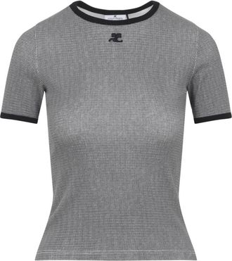 Courr&egrave;ges Signature Contrast T-Shirt - Dames - T-shirts - Veelkleurig - S - Katoen - Tops