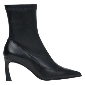 Estro & Luminara Heeled Boots, female, Black, 4 UK, Leather Ankle Boots with Elastic Shaft and Stiletto Heel
