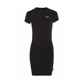 Tommy Jeans Script Bodycon Jurk - Dames - Korte kleedjes - Zwart - L - Katoen - Kleedjes