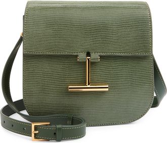 Tom Ford Mini Tara Lizard Embossed Suede Crossbody Bag in Laurel Green at Nordstrom