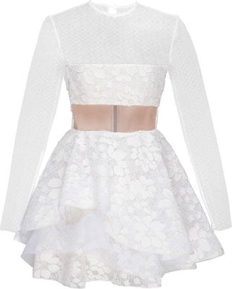Alex Perry Aubrey bandeau floral lace mini dress