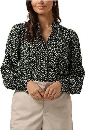 Y.A.S Zwarte Bloemen Blouse Lange Mouw - Dames - Overhemden - Zwart - XS - Overhemden