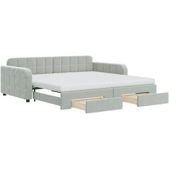 vidaXL Vidaxl - Sof&aacute; Cama Nido Con Cajones Terciopelo Gris Claro 100x200 Cm
