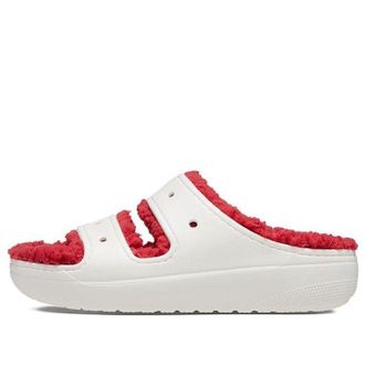 Crocs (WMNS) Crocs Classic Cozzzy Holiday Sweater Sandal White Red 209227-90H