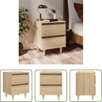 vidaXL vidaXL Comodino con cassetti - Comodino con Gambe in Pino Massello Rovere Sonoma 40x35x50 cm