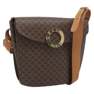Celine Pre-owned Cross Body Bags, female, Brown, Size: ONE SIZE Pre-owned Vintage Macadam Canvas Shoulder Bag