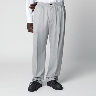 Bottega Veneta Light grey m&eacute;lange wool trousers