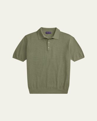 Ralph Lauren Purple Label Mens Silk-Blend Short-Sleeve Polo Sweater