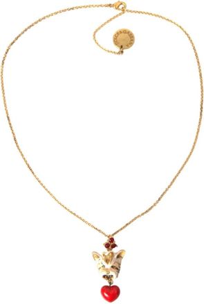 Dolce & Gabbana Gouden Hart Hanger Ketting Kristal Bedel - Dames - Kettingen - Geel - ONE Size - Accessoires