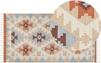 Beliani Beliani - Kilim Area Rug Cotton Geometric Pattern Reversible 80 x 150 cm Multicolour Dilijan