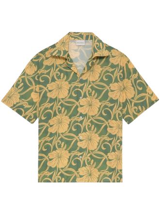 Dr&ocirc;le de Monsieur Short-Sleeved Shirt with Intricate Hibiscus Pattern