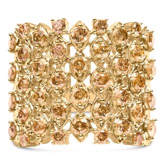 House of Brilliance 10K Yellow Gold 2.0 Cttw Brown Diamond Mesh Link Cocktail Ring