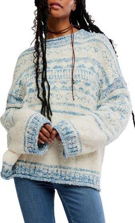 Free People Dani Oversize Cotton Blend Sweater in Cloud Combo at Nordstrom Rack, Size Medium