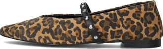 Stefano Lauran Elegante Pantherprint Ballerinas - Dames - Ballerinas - Bruin - 37 EU - Linnen - Schoenen