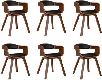 vidaXL Vidaxl - Sillas De Comedor 6 Uds Madera Curvada Y Cuero Sint&eacute;tico Negro