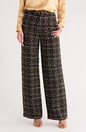 L'agence Livvy Straight Leg Trousers in Black/Tan Tweed at Nordstrom Rack, Size 12