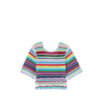 Ganni Striped Ruffled Blouse