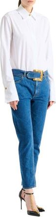 Balmain Belted denim jeans in Blue at Nordstrom, Size 38