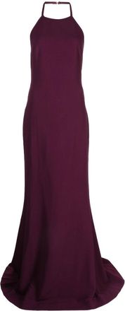 Elie Saab silk crepe halterneck gown - women - Viscose/Silk/Elastane/Silk/Acetate - 42 - Purple