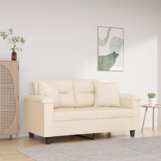 vidaXL Sof&aacute; De 2 Plazas Con Cojines Tela De Microfibra Beige 120 Cm Vidaxl